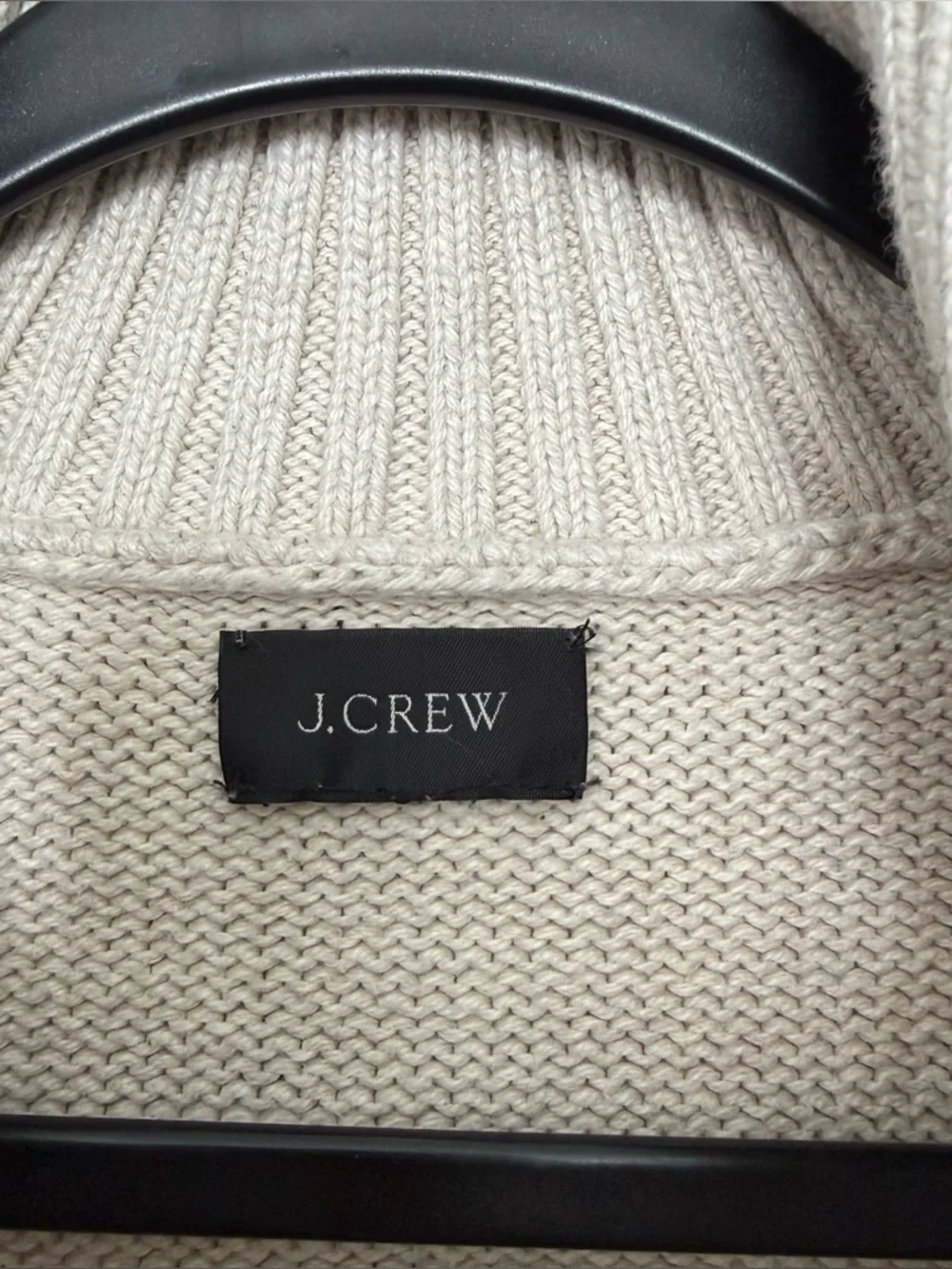 J. Crew Cream and Navy Striped Shawl-Collar Turtleneck Sweater